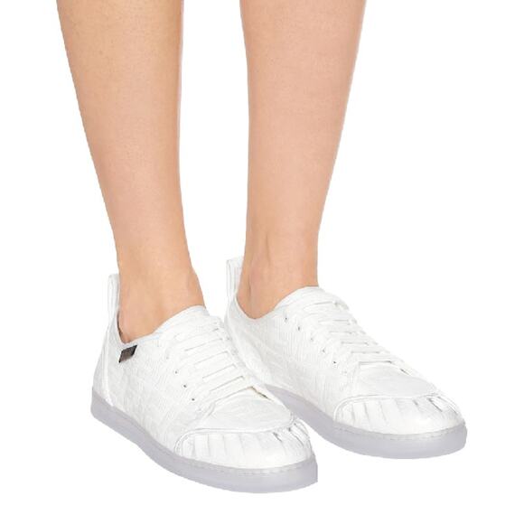 Fendi Promenade FF Logo White Canvas Clear Lace Up Low-Top Sneakers - Picture 5 of 14